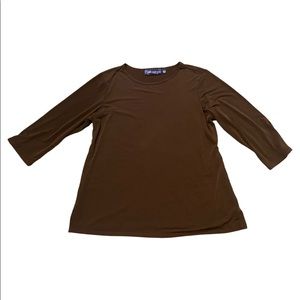 Susan Graver brown crew neck top